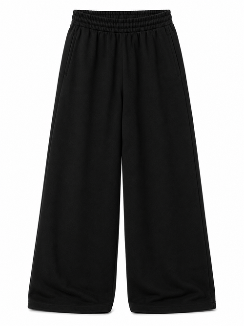 Kids Oversized Black Wide Leg Pants - Black