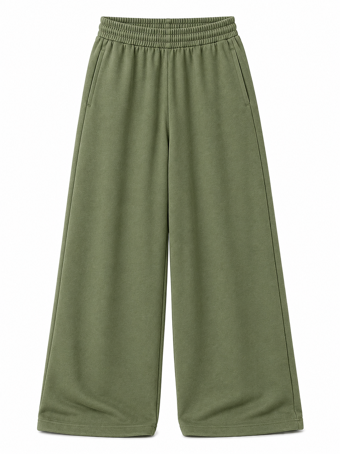 Kids Oversized Black Wide Leg Pants - Mehendi Green