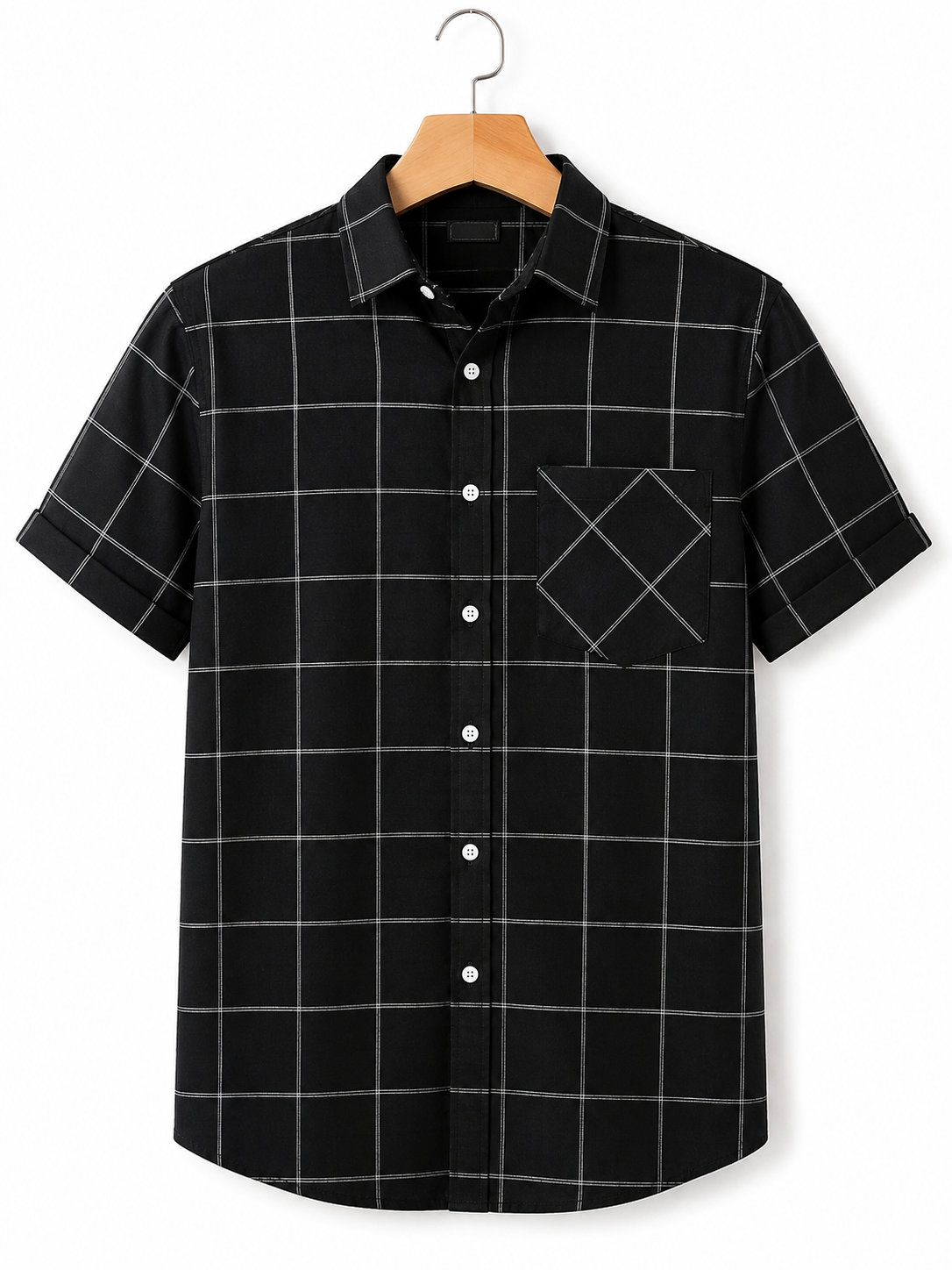 Black Checked Shirt for Kids - Black
