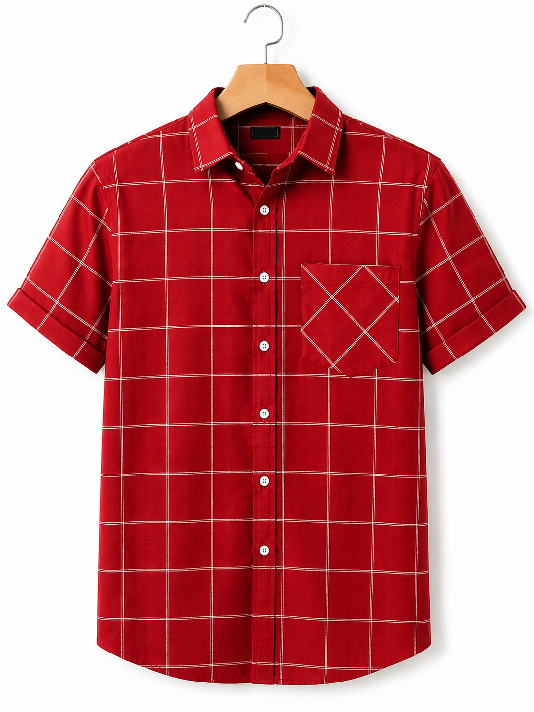 Black Checked Shirt for Kids - Red
